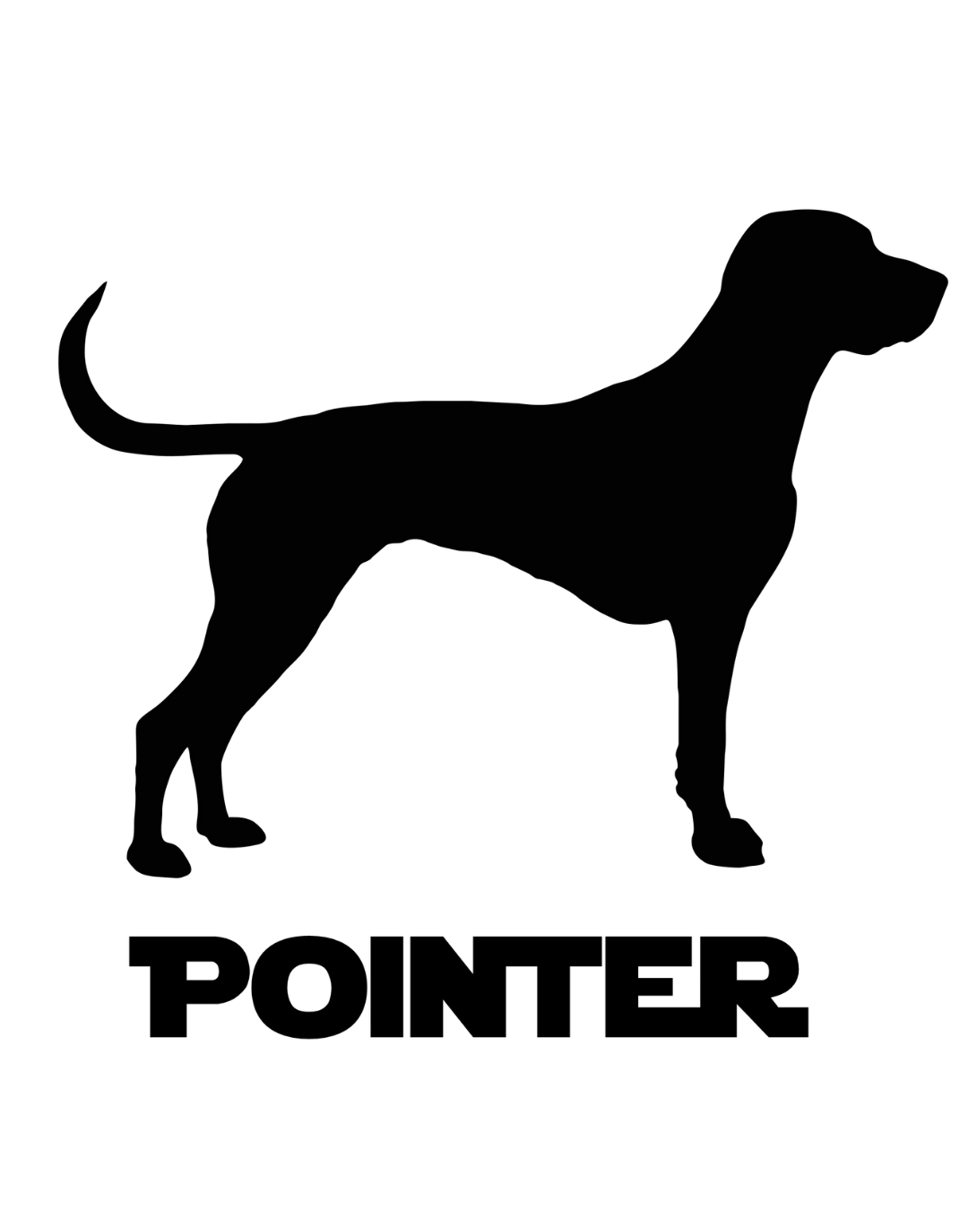 High-quality black vinyl sticker featuring the silhouette of a Pointer dog with bold text reading "Pointer" underneath.Durable & weatherproof, it's perfect for cars, laptops & other surfaces.